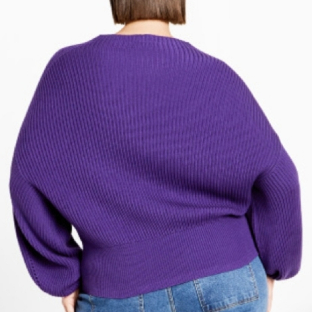 Deep Purple Ribbed Crew Neck Sweater - Picture 2 of 2